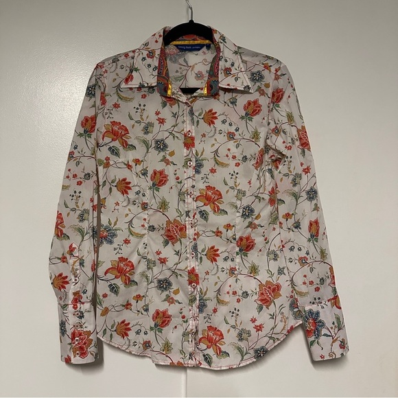 GEORG ROTH Los Angeles white floral print cotton Button up Shirt Size small - Picture 1 of 9